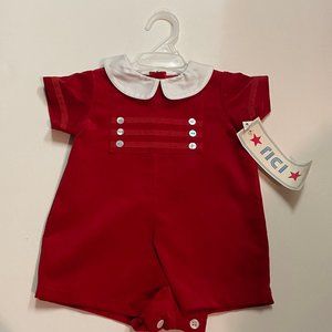 Children's Clothes: Rici Brand; Choose Size 6m ,9m, 12m. Color Red/White Collar